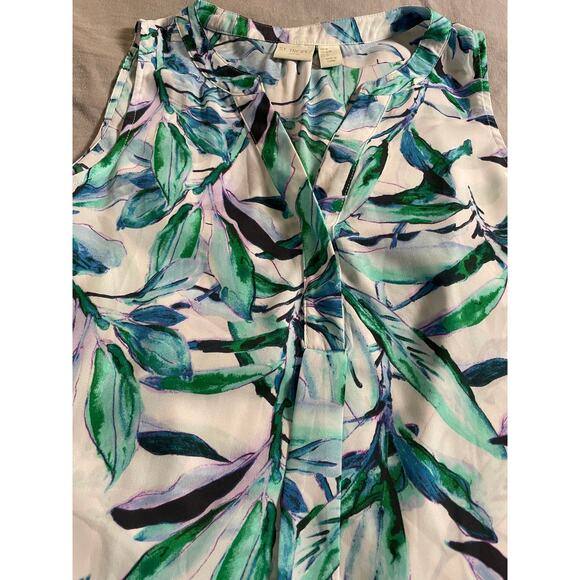 St. Tropez West Sleeveless Blouse Tropical Print SZ M - Picture 4 of 8